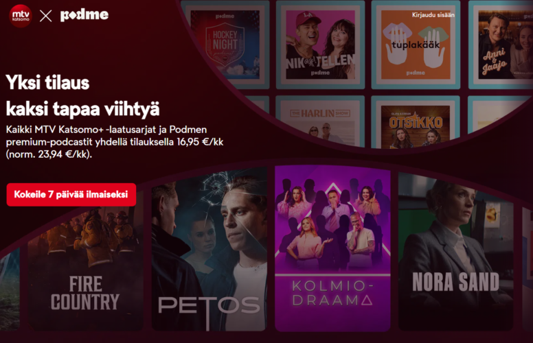 MTV ja Podme yhdistävät voimansa: Uusi tilauspalvelu tuo viihteen ja podcastit yhteen pakettiin